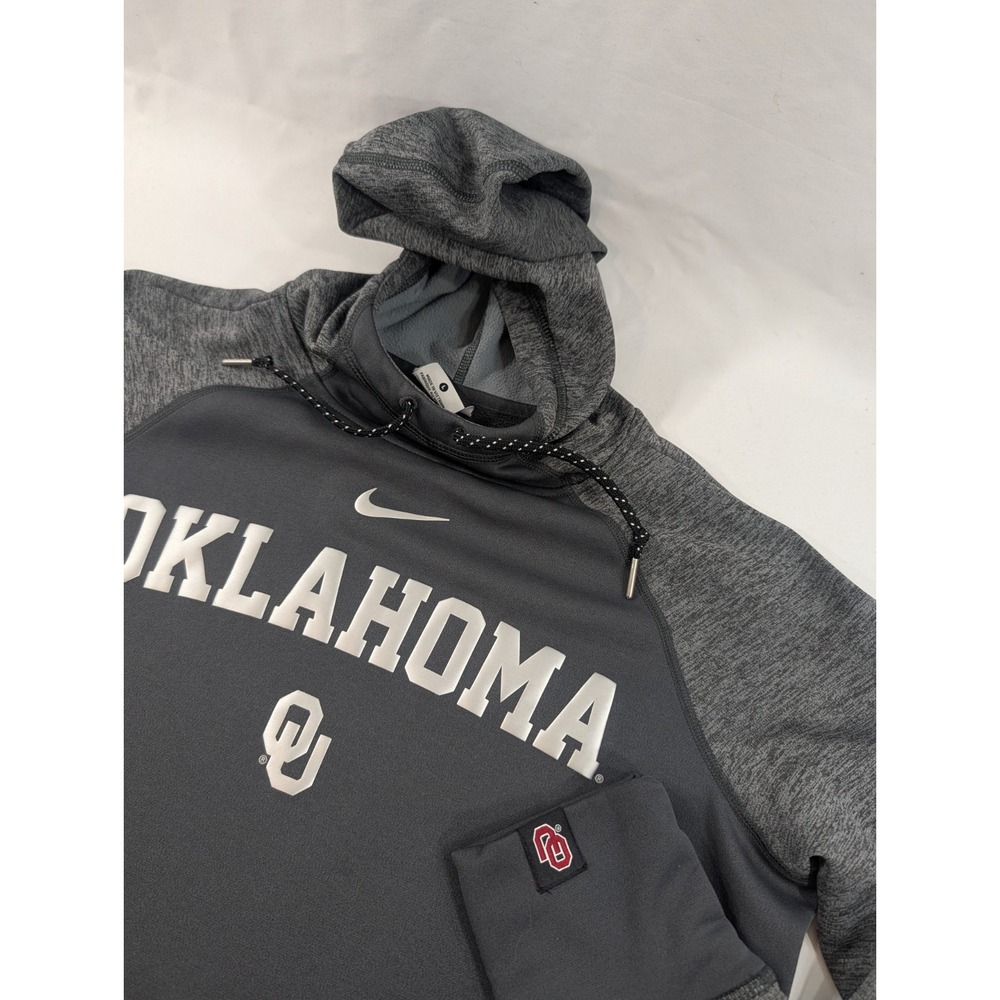 Oklahoma‎ Sooners Hoodie Sweatshirt Youth L Gray NCAA Football Nike Therma Fit